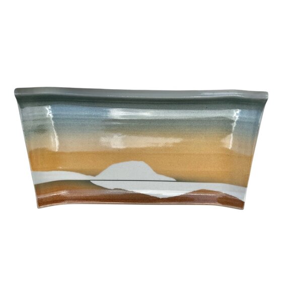 Handmade Fran Hogan Santa Fe Ceramic Tray With Landscape Design Collectible Gift - Picture 6 of 10
